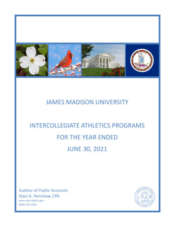 James Madison University Intercollegiate Athletics Programs For The .