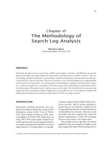 Chapter VI The Methodology Of Search Log Analysis