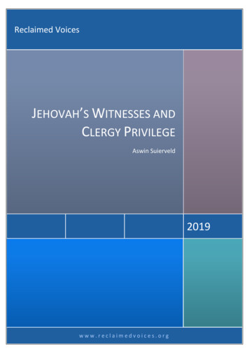 Jehovah’s Witnesses And Clergy Privilege