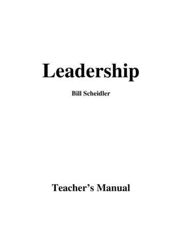 Leadership Teacher's Manual - Church Leadership Resources