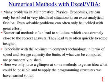 Numerical Methods With Excel/VBA - City, University Of 