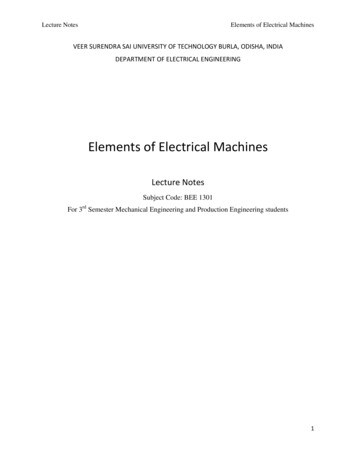 Elements Of Electrical Machines - Veer Surendra Sai .