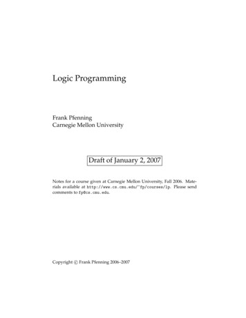 Logic Programming - Carnegie Mellon School Of Computer 
