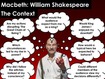 Macbeth: William Shakespeare The Context