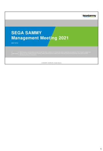 SEGA SAMMY Management Meeting 2021
