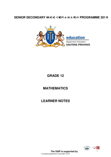 GRADE 12 MATHEMATICS LEARNER NOTES - Mail & Guardian