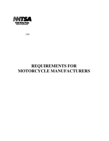 REQUIREMENTS FOR MOTORCYCLE MANUFACTURERS