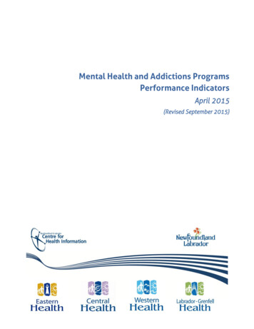 Mental Health And Addictions Programs Performance Indicators