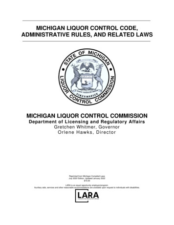 Michigan Liquor Control Code, Administrative Rules And .