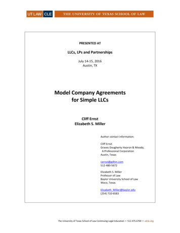 Model Company Agreements For Simple LLCs - Graves Dougherty Hearon & Moody