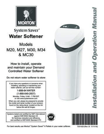 Water Softener I Models R M20, M27, M30, M34 P D N Controlled Water .