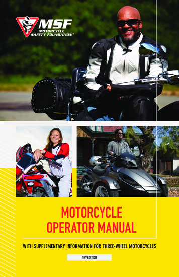 MOTORCYCLE OPERATOR MANUAL
