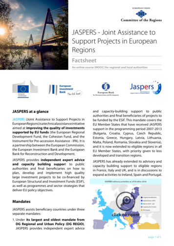 JASPERS - Joint Assistance To Support Projects In European Regions