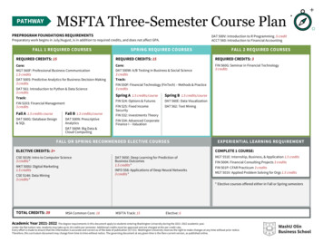 PATHWAY MSFTA Three-Semester Course Plan - Olin Business School