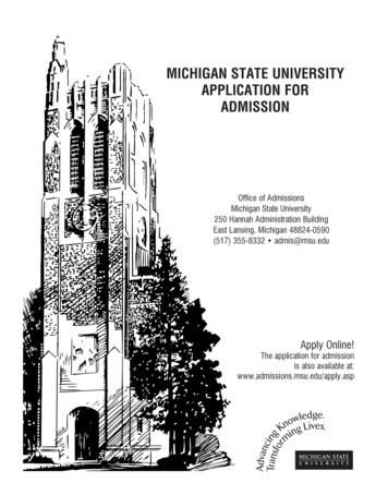 Michigan State UniverSity Application For AdMiSSion