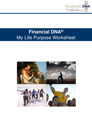 My Life Purpose Worksheet - DNA Behavior