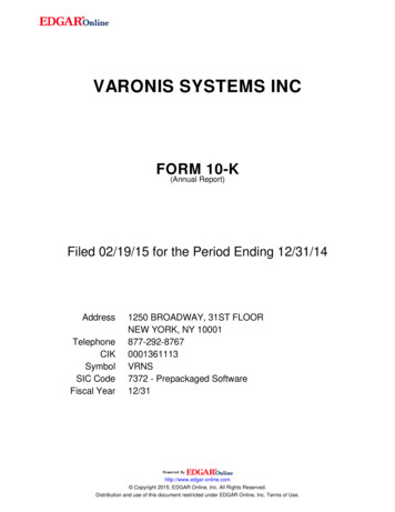 VARONIS SYSTEMS INC - Annual Reports