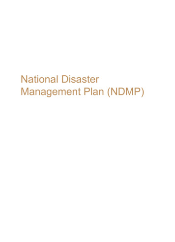 National Disaster Management Plan (NDMP) - MHA