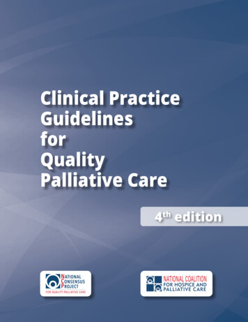 Clinical Practice Guidelines For Quality Palliative Care