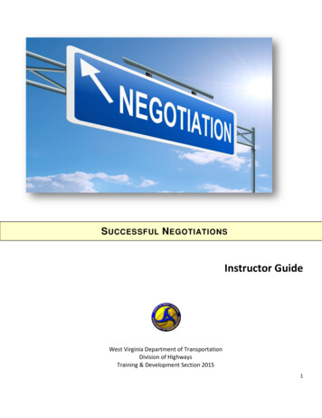 Negotiating Skills Instructor Guide - West Virginia