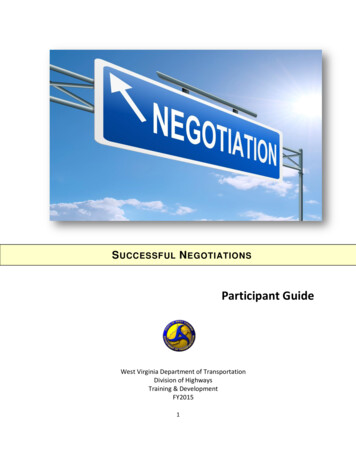 Negotiating Skills Participant Guide - West Virginia