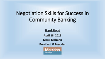Negotiation Skills For Success In Community Banking - 