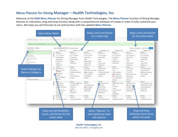 Menu Planner For Dining Manager Health Technologies, Inc.