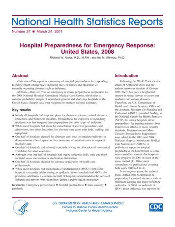 Hospital Preparedness For Emergency Response: United States, 2008