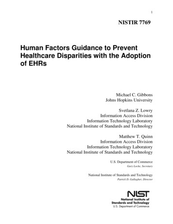 Human Factors Guidance To Prevent Healthcare Disparities .