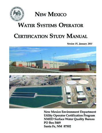 New Mexico Water Systems Operator Certification 