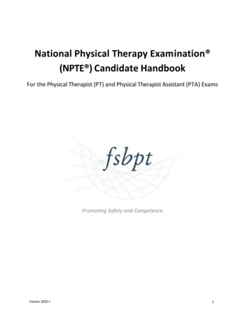 National Physical Therapy Examination (NPTE ) Candidate .