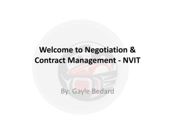 Welcome To Negotiation & Contract Management - NVIT