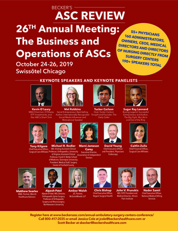 26 Annual Meeting: The Business And Operations Of ASCs