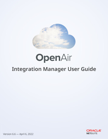 Integration Manager User Guide - OpenAir