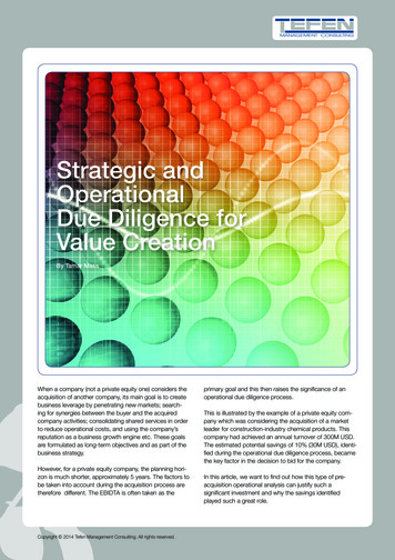 Strategic And Operational Due Diligence For Value Creation