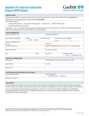 Outpatient Pre-Treatment Authorization Program Request