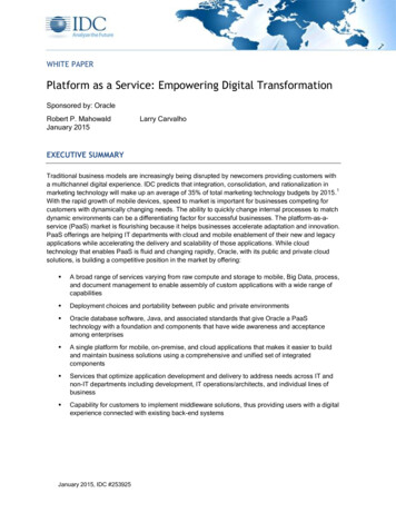 Platform As A Service: Empowering Digital Transformation - Oracle