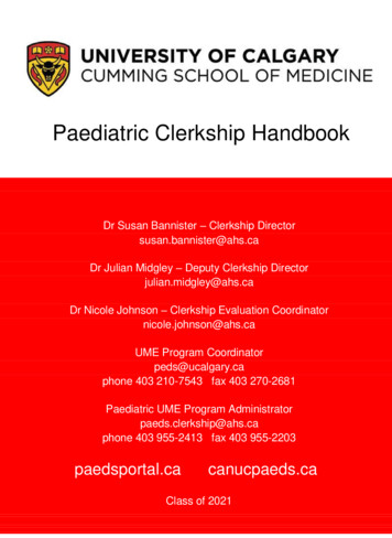 Paediatric Clerkship Handbook - Blackbook