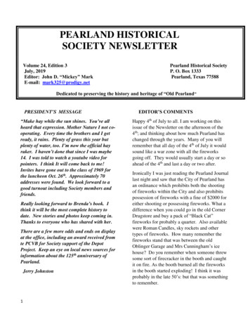 PEARLAND HISTORICAL SOCIETY NEWSLETTER