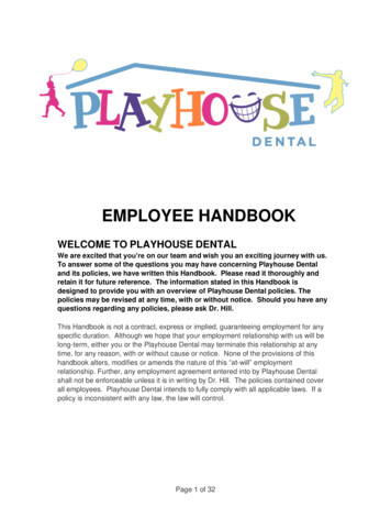 EMPLOYEE HANDBOOK - Playhouse Dental