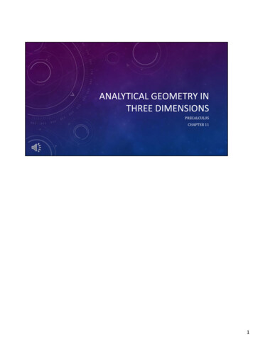 ANALYTICAL GEOMETRY IN THREE DIMENSIONS - 
