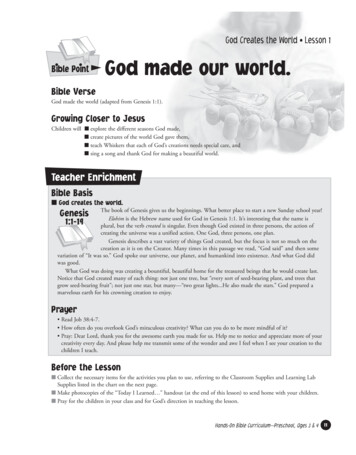 God Creates The World Lesson 1 Bible Point God Made Our .