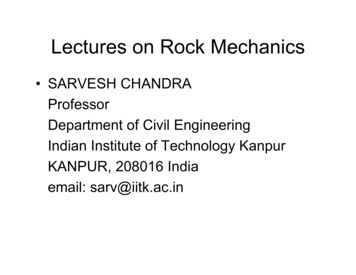Lectures On Rock MechanicsLectures On Rock Mechanics
