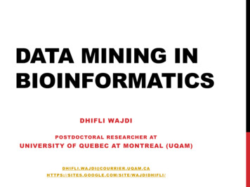 Data Mining In Bioinformatics - UQAM