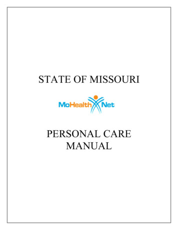STATE OF MISSOURI MANUAL PERSONAL CARE