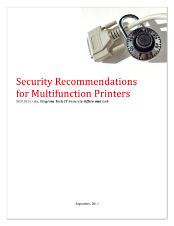 Security Recommendations For Multifunction Printers