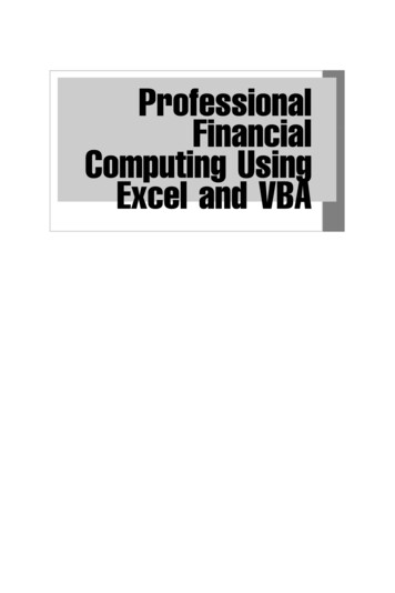 Professional Financial Computation Using Excel And VBA