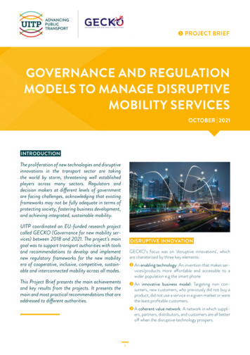 Governance And Regulation Models To Manage Disruptive Mobility Services
