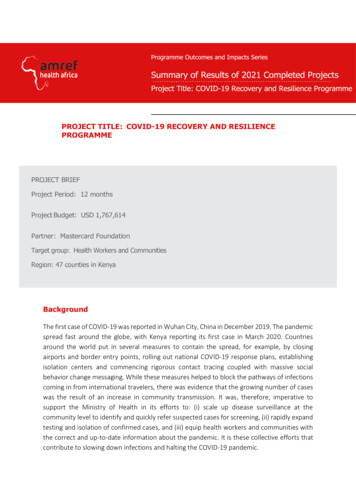 Project Title: Covid-19 Recovery And Resilience Programme