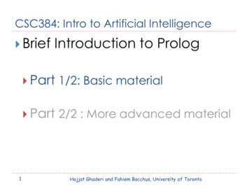 Brief Introduction To Prolog - Cs.toronto.edu